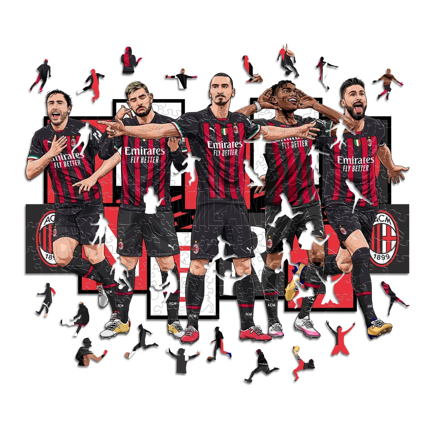 5 Joueurs AC Milan - Wooden Puzzle