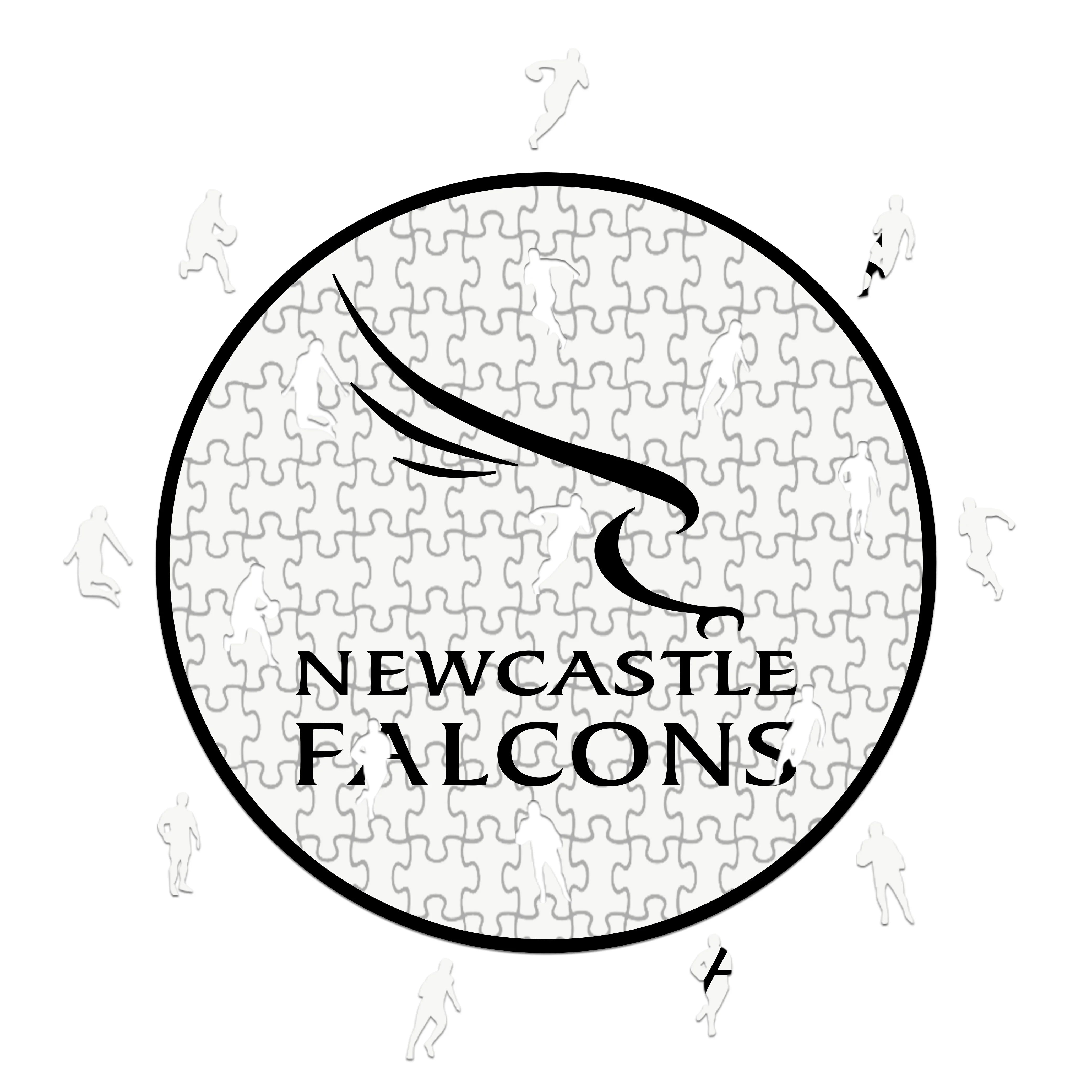 Logotipo de New Castle Falcons - Rompecabezas de madera